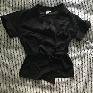 H&M black kimono belted wrap top